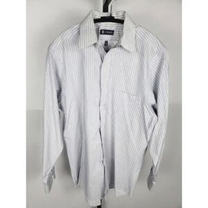Chaps Shirt Mens Medium Blue Striped Button Up Long Sleeve 100% Cotton
